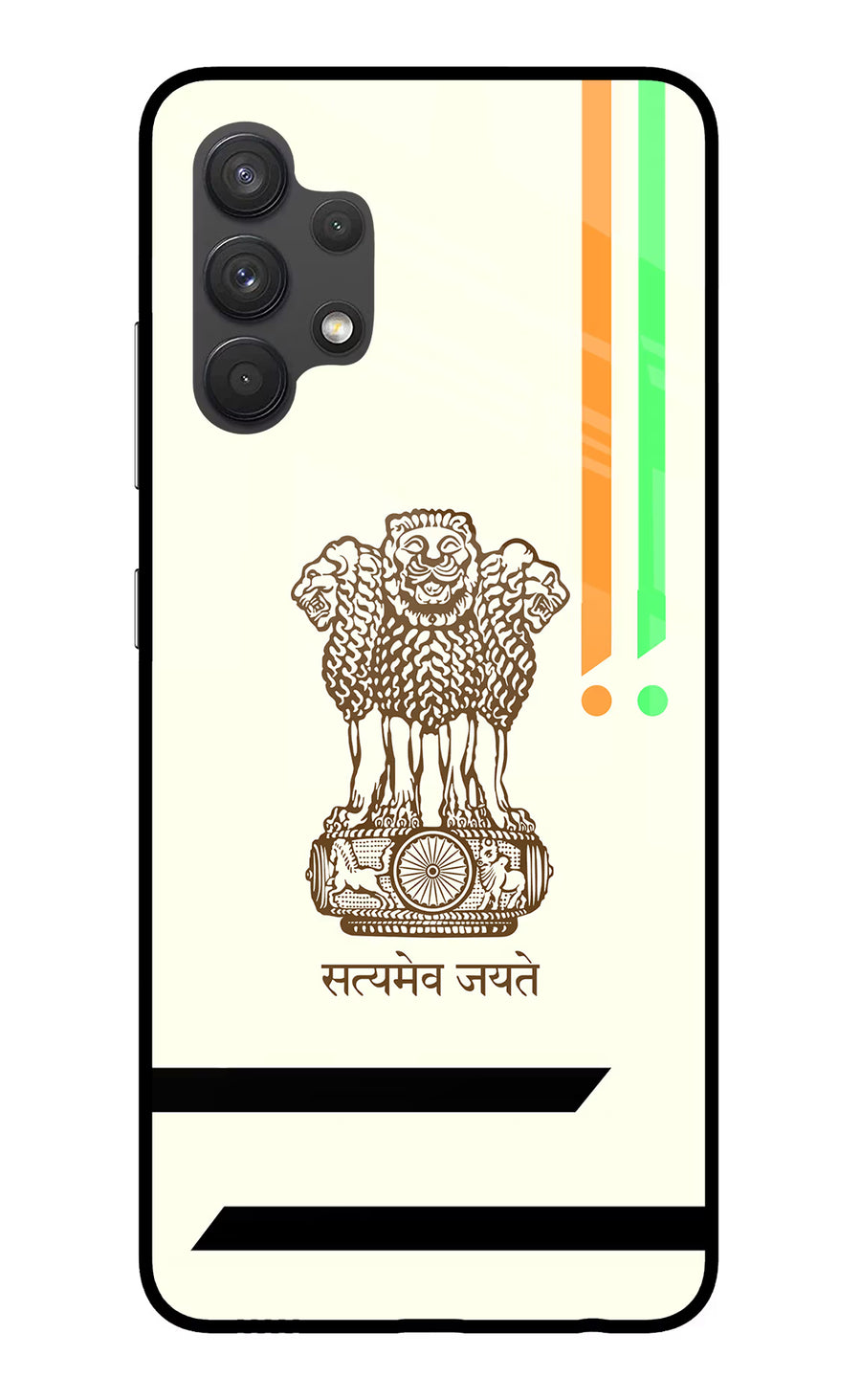 Satyamev Jayate Brown Logo Samsung A32 4G Back Cover, Glass case