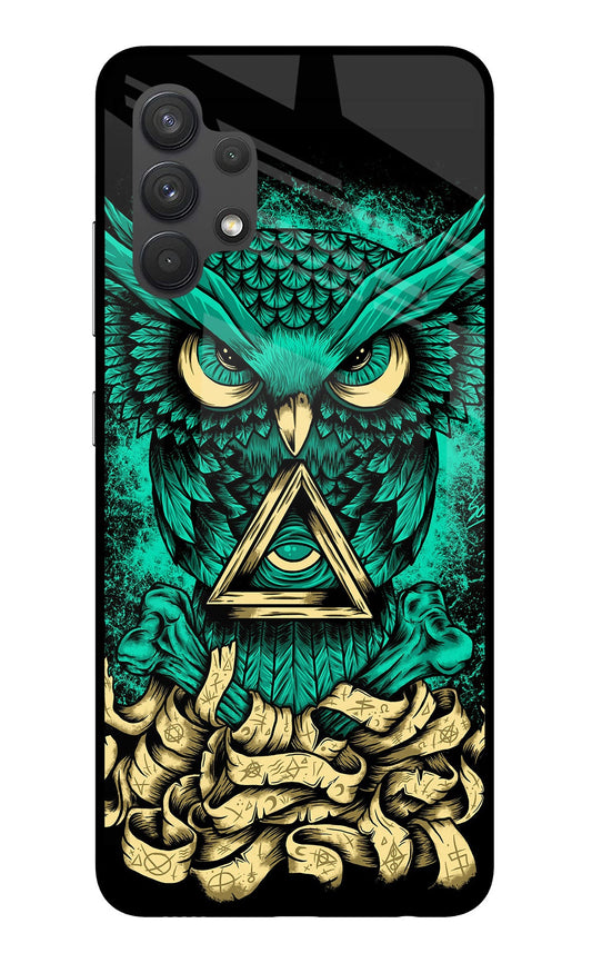 Green Owl Samsung A32 4G Glass Case