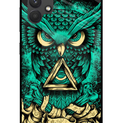 Green Owl Samsung A32 4G Glass Case Back Cover by Casekaro