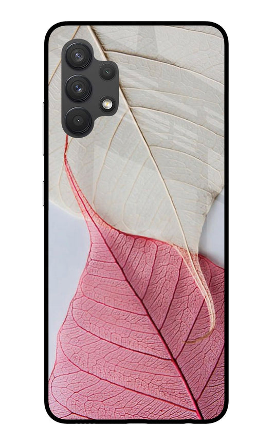 White Pink Leaf Samsung A32 4G Glass Case