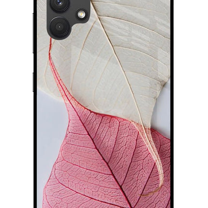 White Pink Leaf Samsung A32 4G Glass Case Back Cover by Casekaro