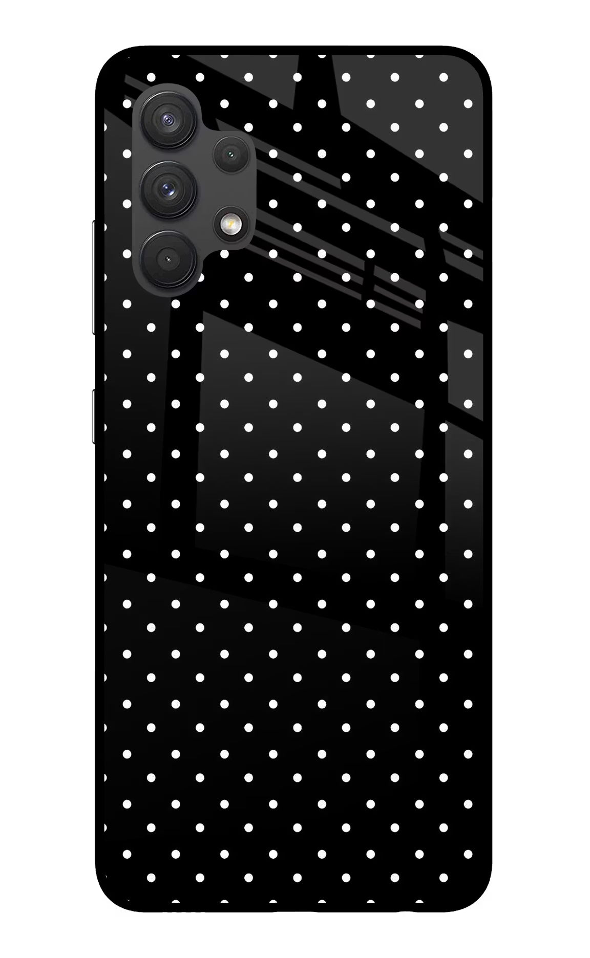 White Dots Samsung A32 4G Glass Case Back Cover by Casekaro
