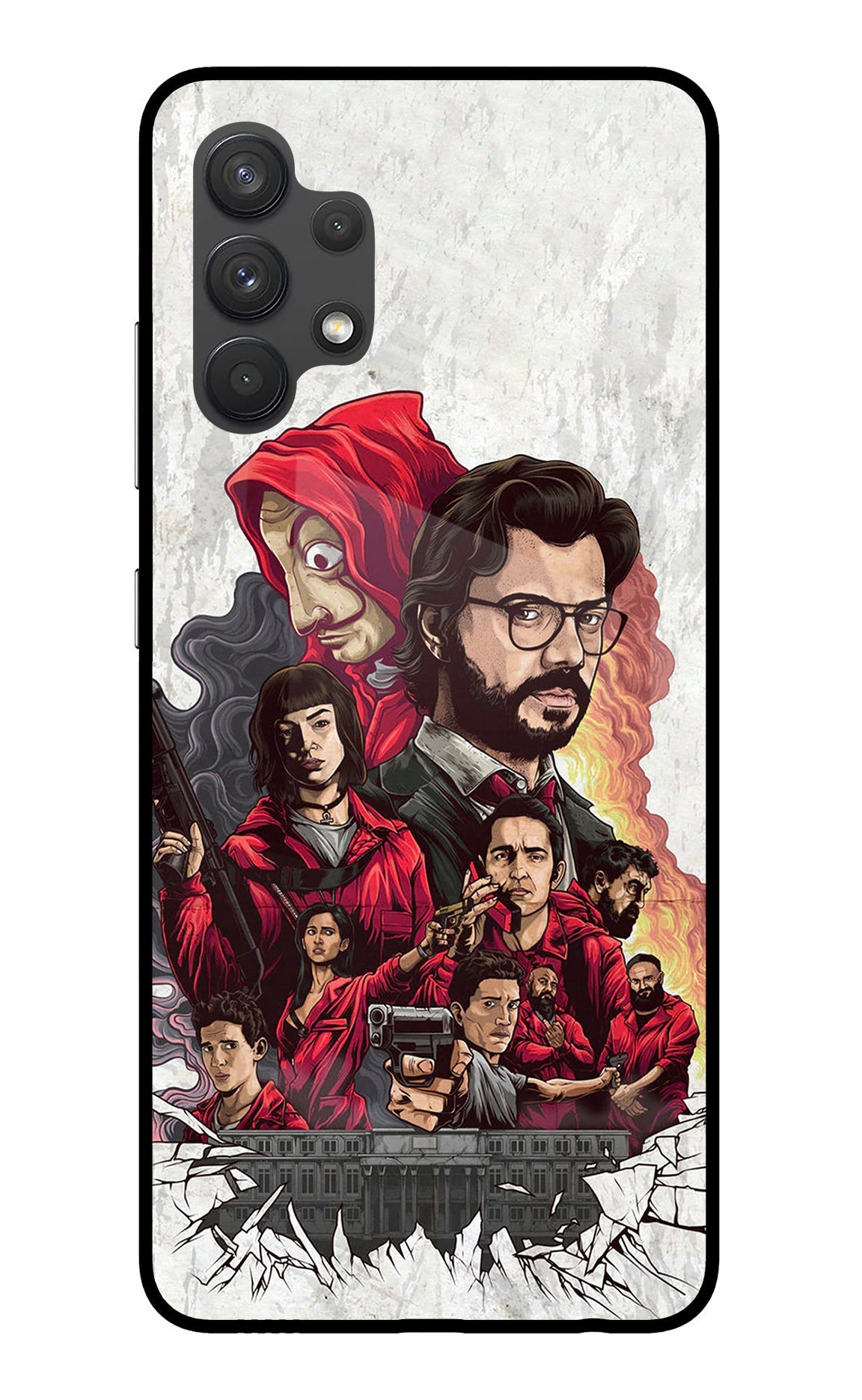 Money Heist Artwork Samsung A32 4G Glass Case