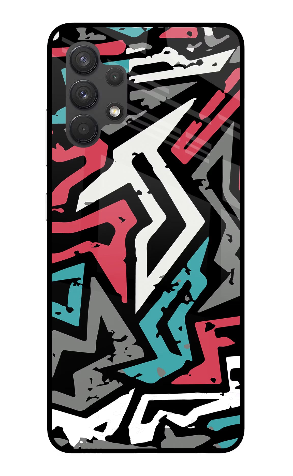 Geometric Graffiti Samsung A32 4G Glass Case Back Cover by Casekaro