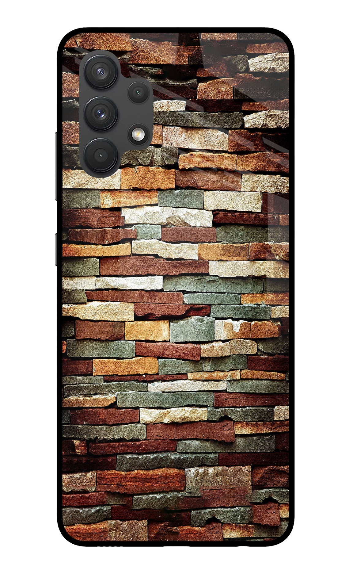 Bricks Pattern Samsung A32 4G Glass Case