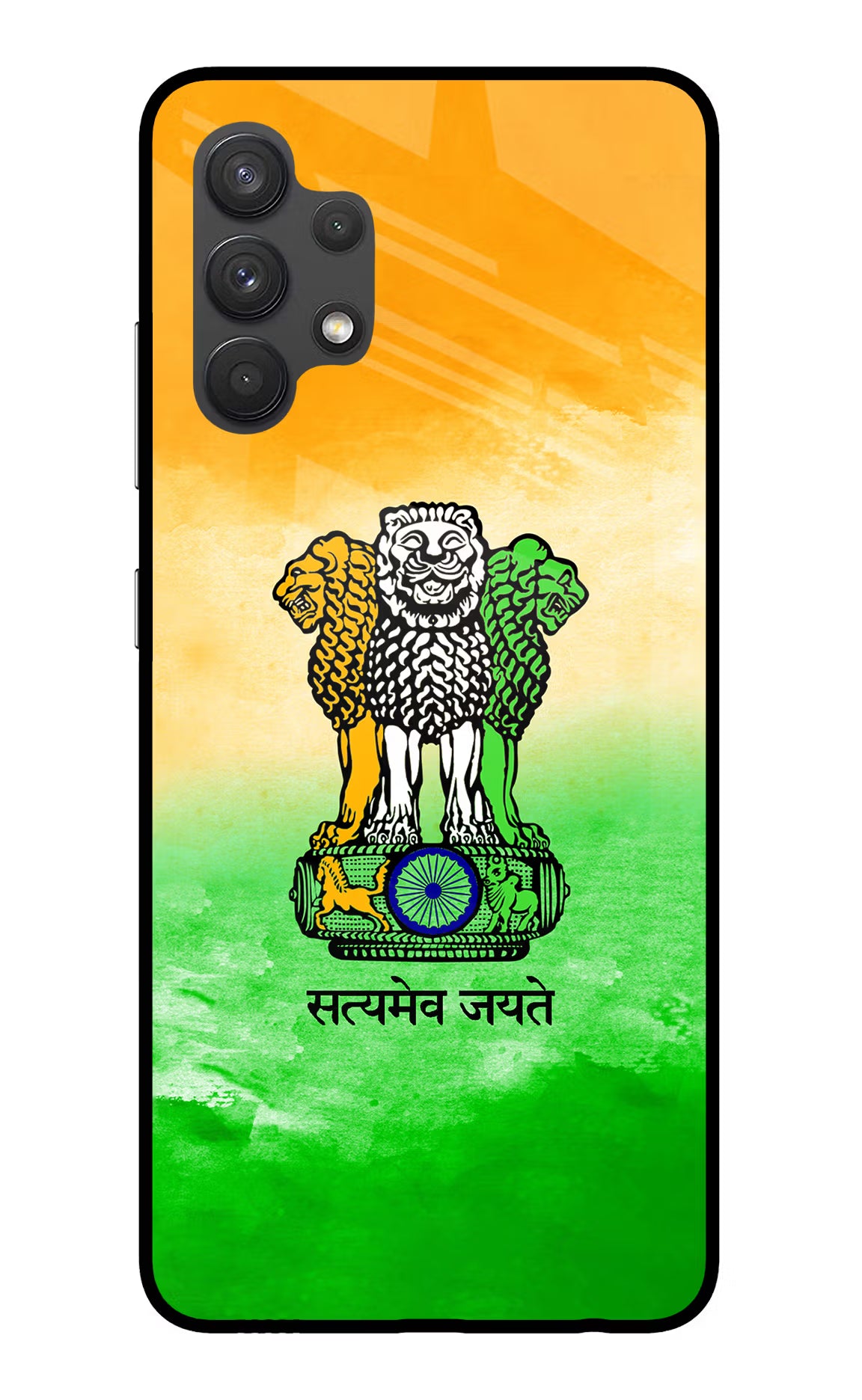 Satyamev Jayate Flag Samsung A32 4G Glass Case Back Cover by Casekaro