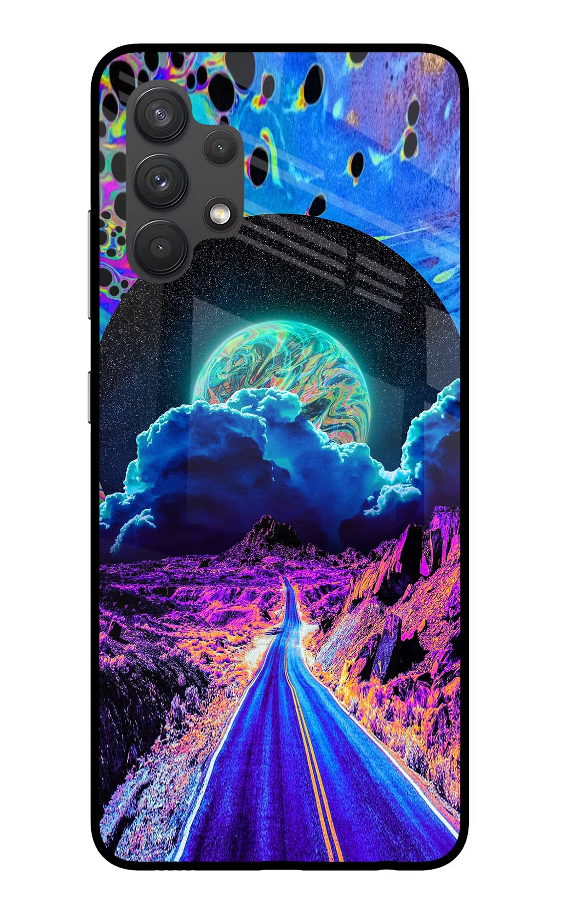 Psychedelic Painting Samsung A32 4G Glass Case Back Cover by Casekaro