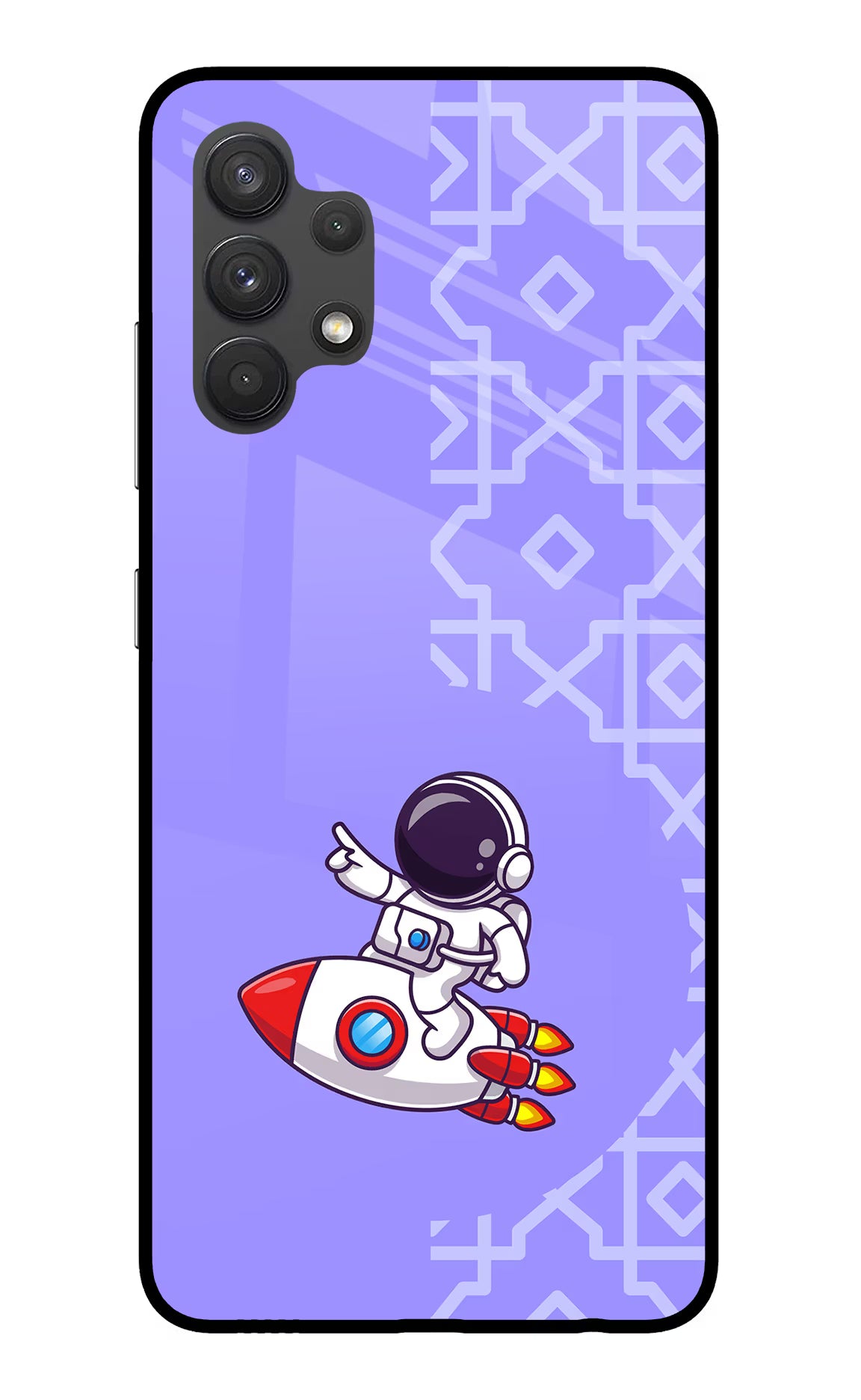 Cute Astronaut Samsung A32 4G Glass Case Back Cover by Casekaro