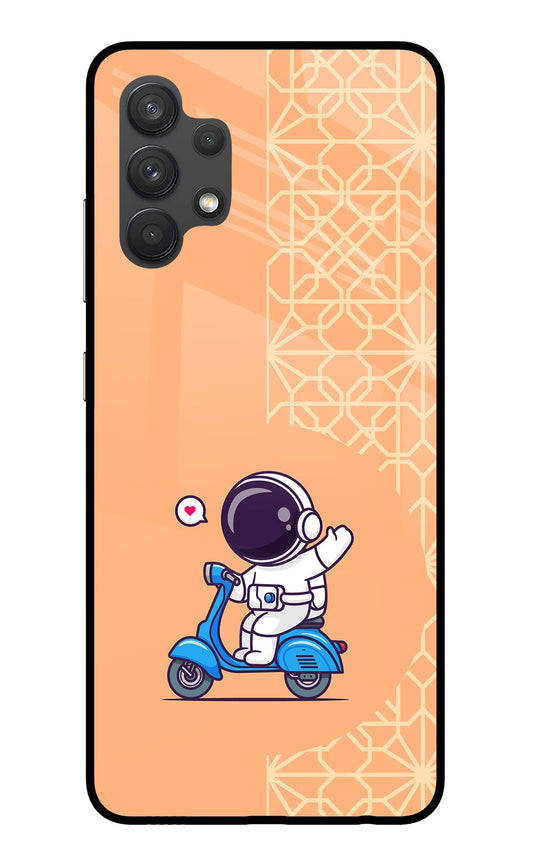 Cute Astronaut Riding Samsung A32 4G Glass Case