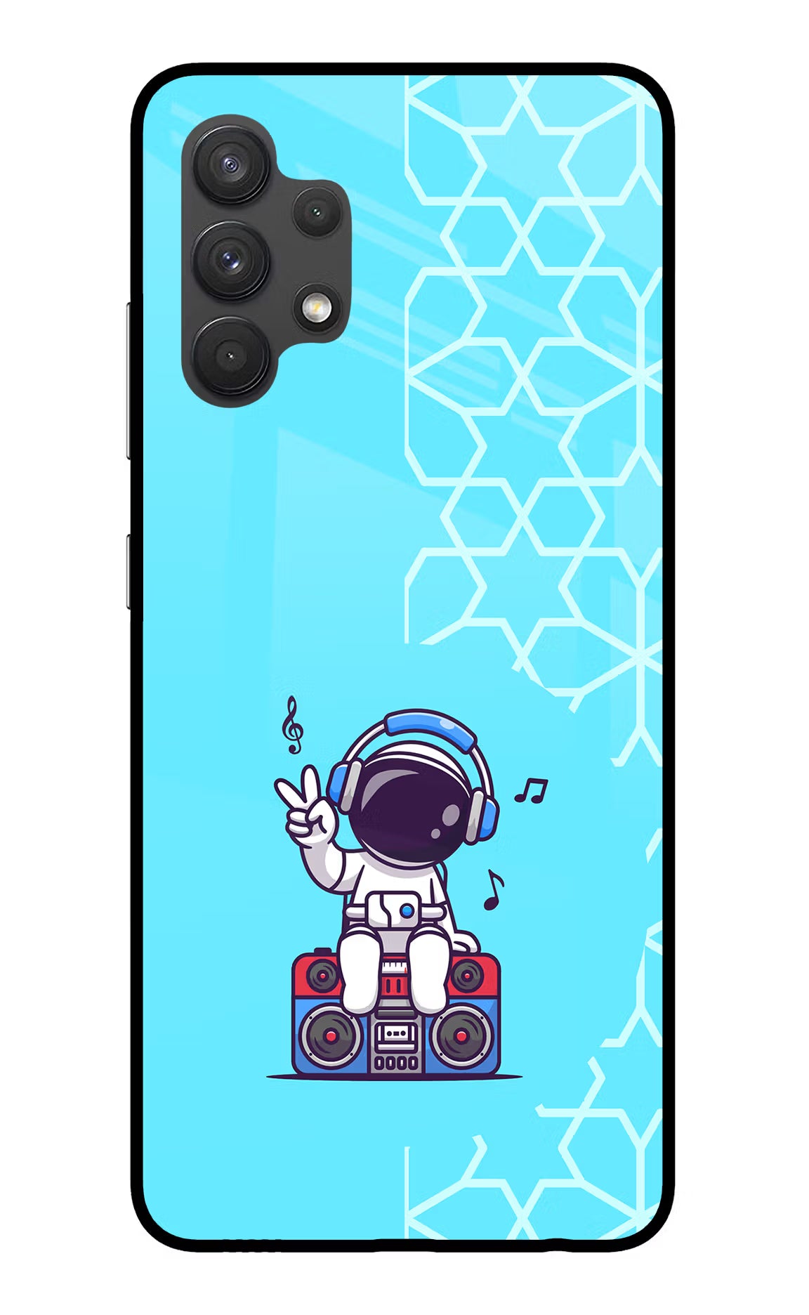Cute Astronaut Chilling Samsung A32 4G Glass Case Back Cover by Casekaro