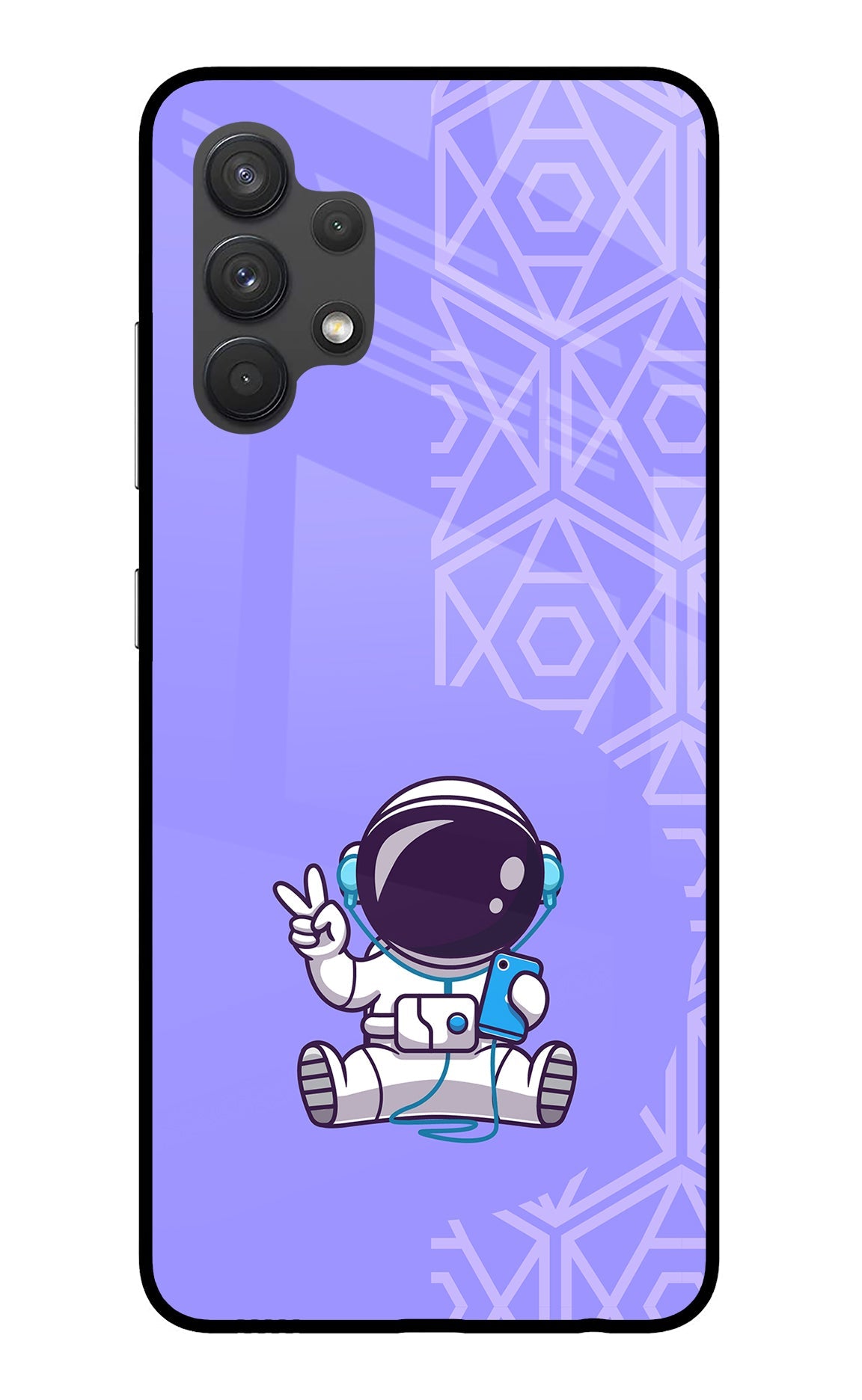 Cute Astronaut Chilling Samsung A32 4G Glass Case