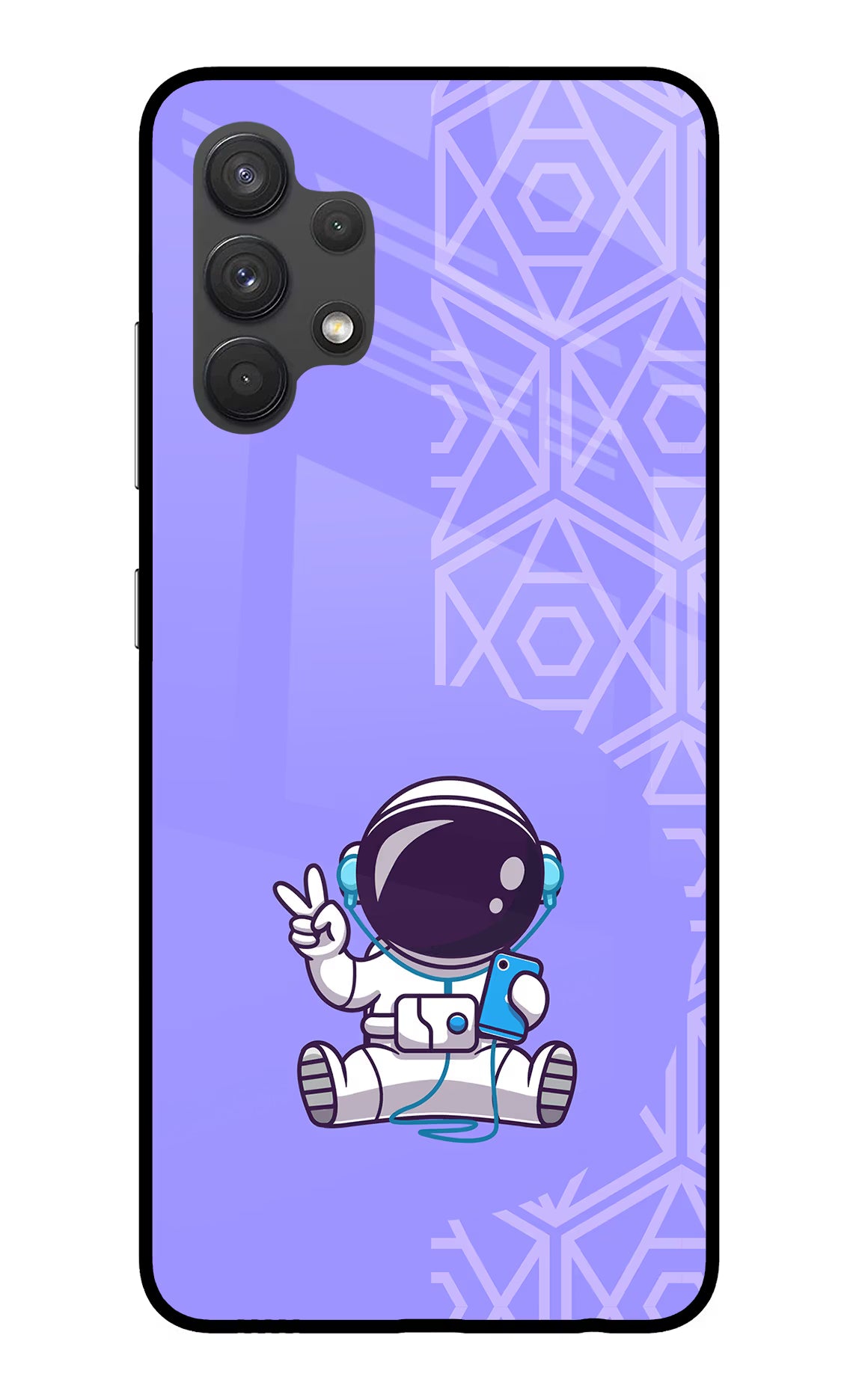 Cute Astronaut Chilling Samsung A32 4G Glass Case Back Cover by Casekaro