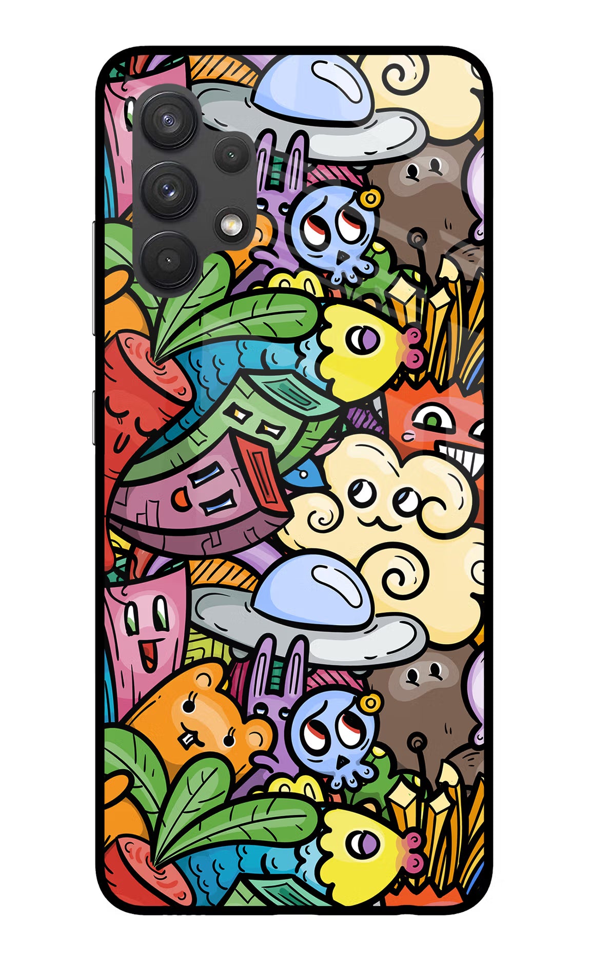 Veggie Doodle Samsung A32 4G Glass Case Back Cover by Casekaro