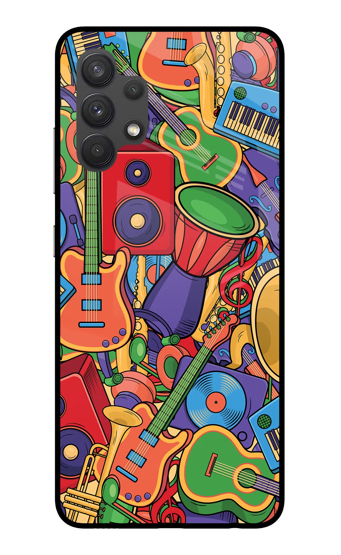 Music Instrument Doodle Samsung A32 4G Glass Case Back Cover by Casekaro