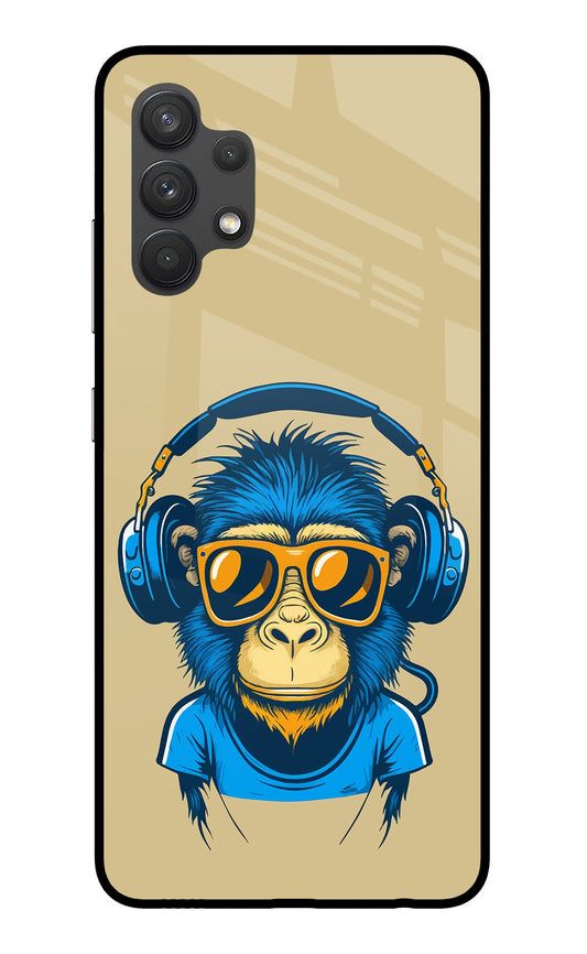 Monkey Headphone Samsung A32 4G Glass Case