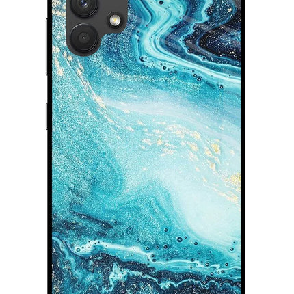 Blue Glitter Marble Samsung A32 4G Glass Case