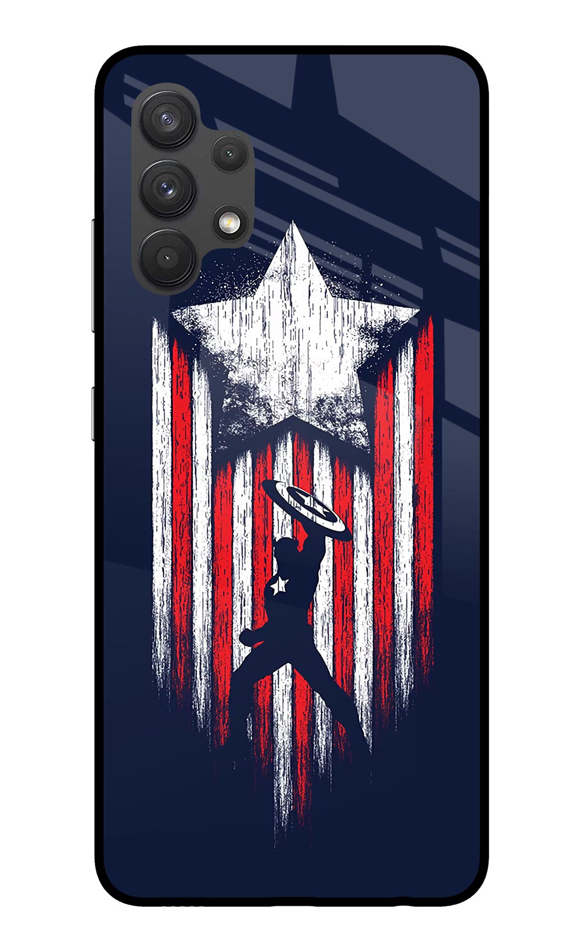 Captain America Marvel Art Samsung A32 4G Glass Case Back Cover by Casekaro