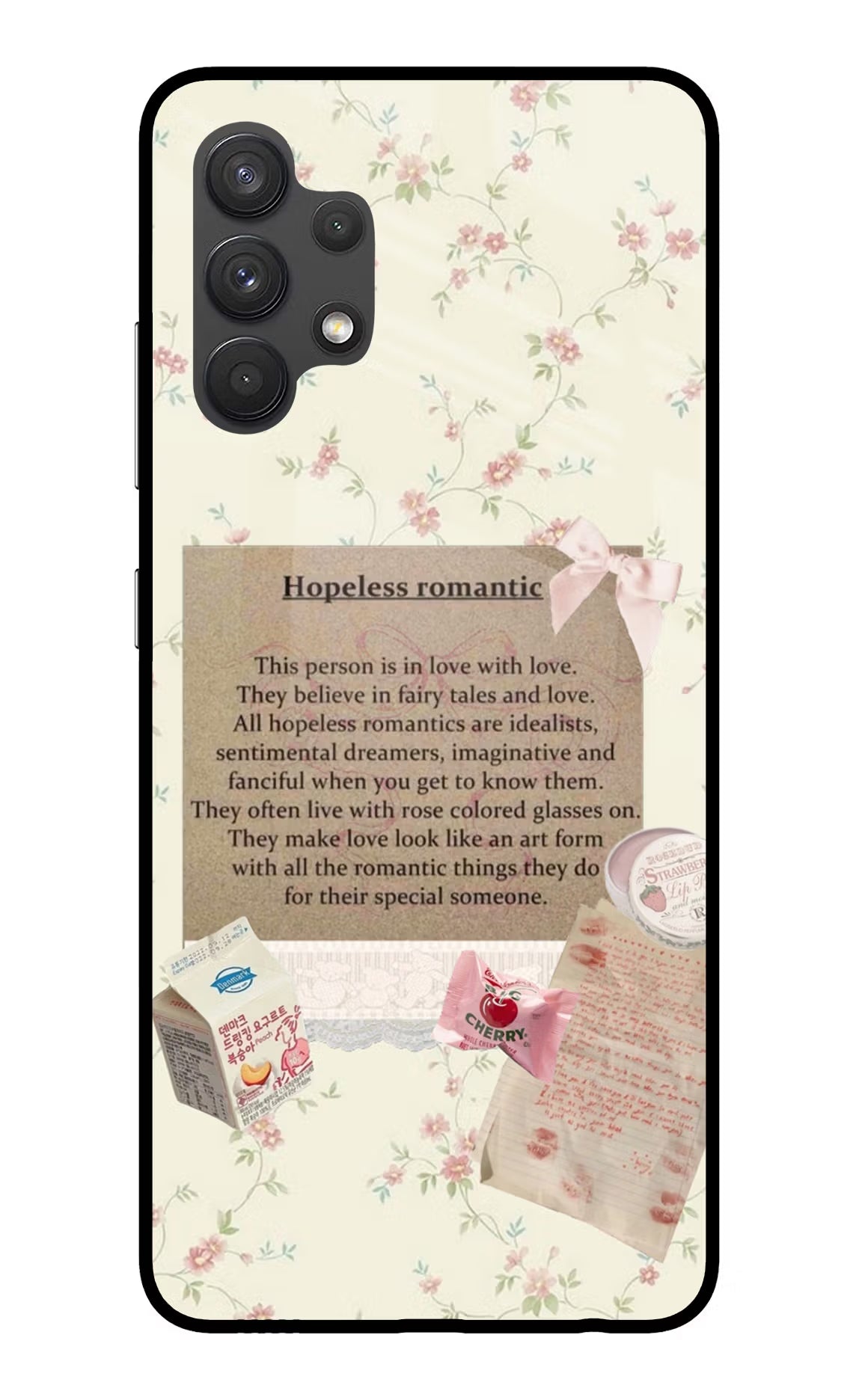 Hopeless Romantic Samsung A32 4G Glass Case Back Cover by Casekaro
