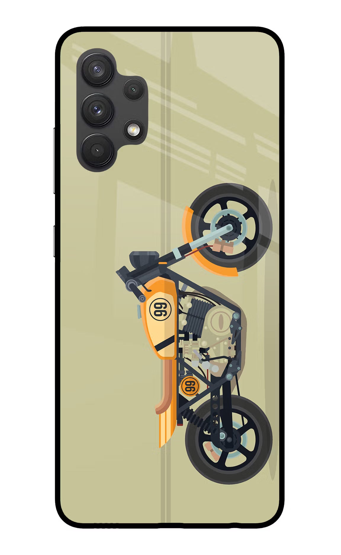 Vertical Speedster Samsung A32 4G Glass Case Back Cover by Casekaro