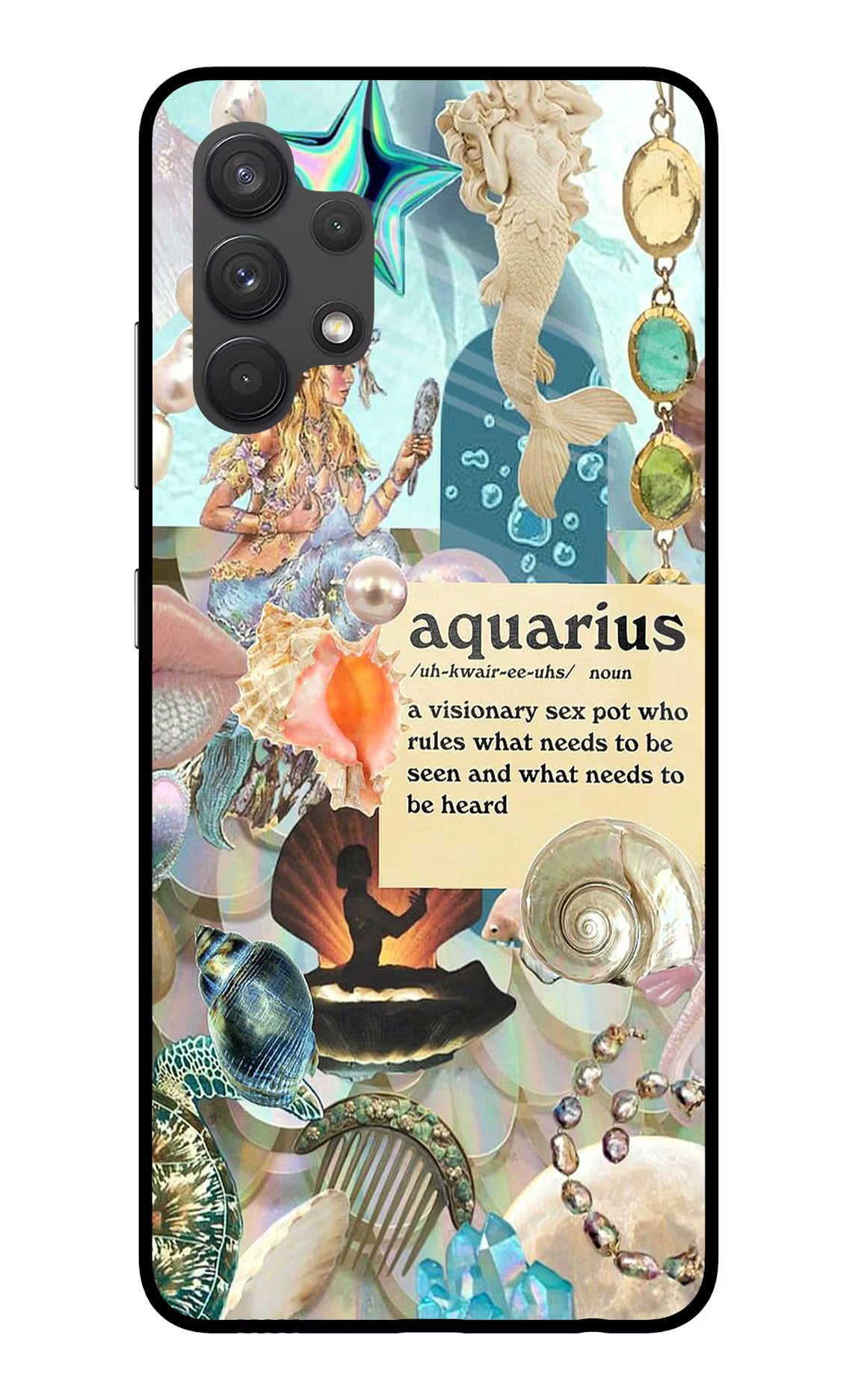 Aquarius Zodiac Samsung A32 4G Glass Case Back Cover by Casekaro