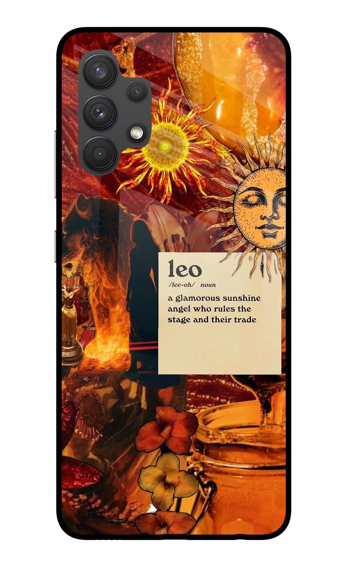 Leo Zodiac Samsung A32 4G Glass Case Back Cover by Casekaro