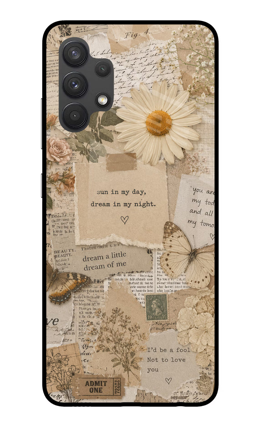 Vintage case Samsung A32 4G Back Cover, Glass case