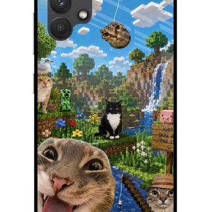 Minecraft Cat Chaos Samsung A32 4G Glass Case