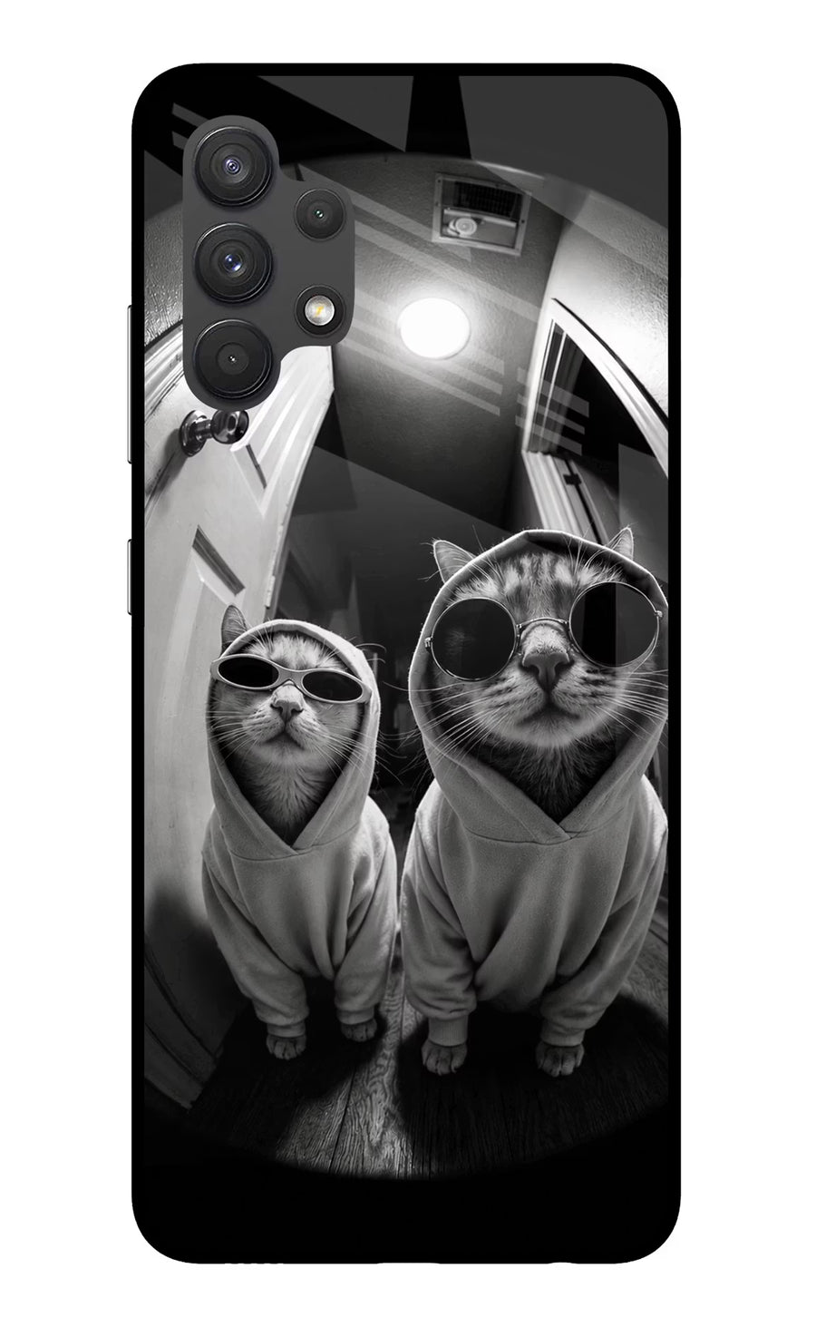 Hood Cats Samsung A32 4G Back Cover, Glass case