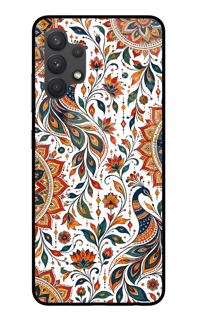 White Mayura Samsung A32 4G Glass Case