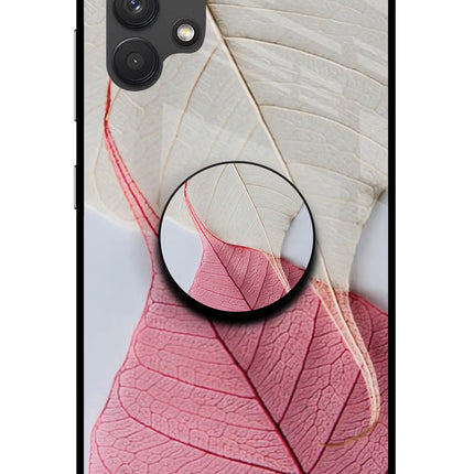 White Pink Leaf Samsung A32 4G Glass Case