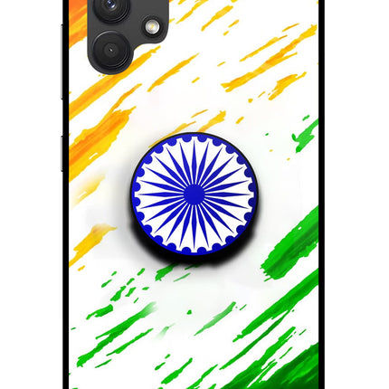 Indian Flag Ashoka Chakra Samsung A32 4G Glass Case