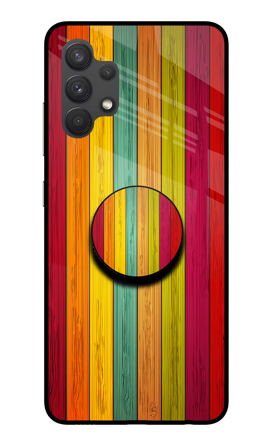 Multicolor Wooden Samsung A32 4G Pop Case, Glass case