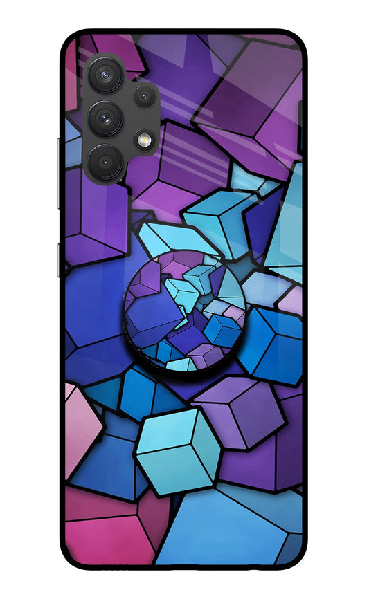 Cubic Abstract Samsung A32 4G Glass Case