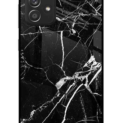 Black Marble Pattern Samsung A52/A52s 5G Glass Case Back Cover by Casekaro