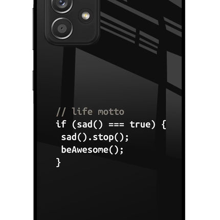 Life Motto Code Samsung A52/A52s 5G Glass Case Back Cover by Casekaro