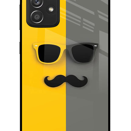 Sunglasses with Mustache Samsung A52/A52s 5G Glass Case Back Cover by Casekaro
