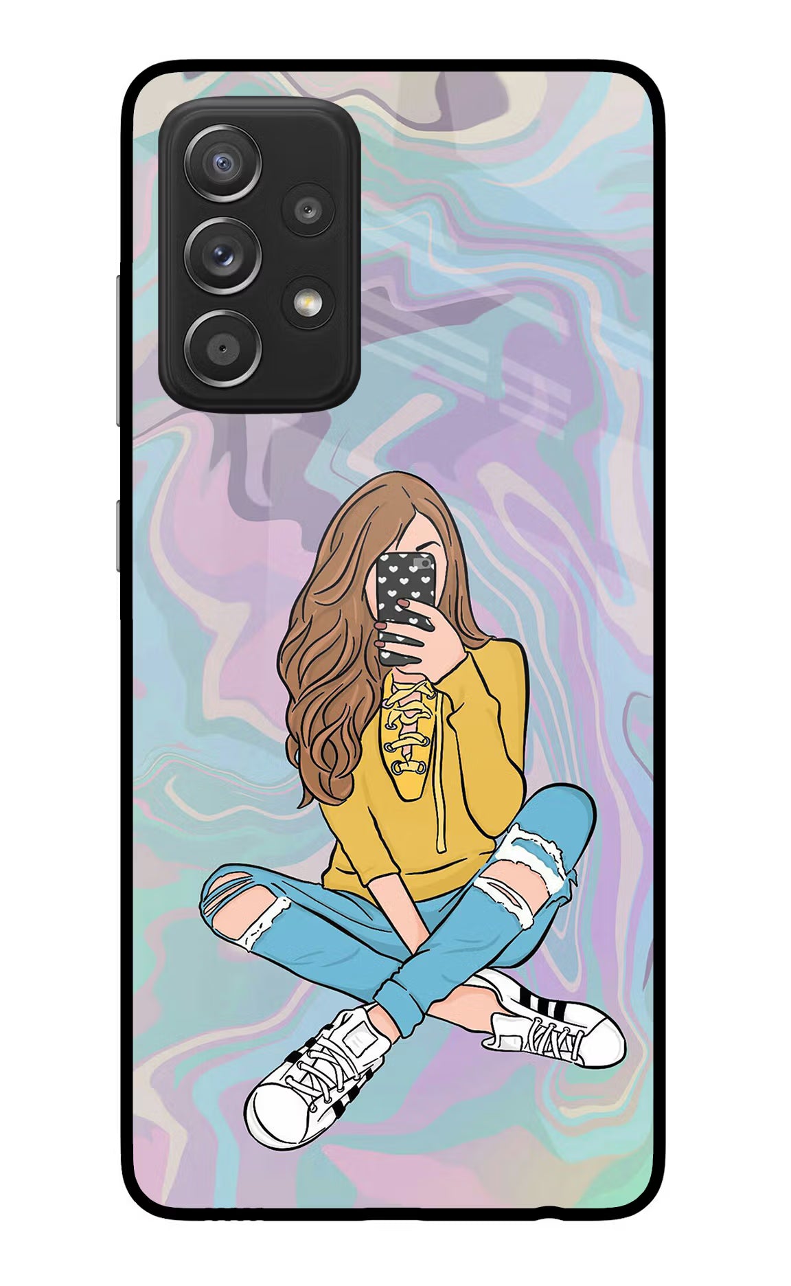 Selfie Girl Samsung A52/A52s 5G Glass Case Back Cover by Casekaro