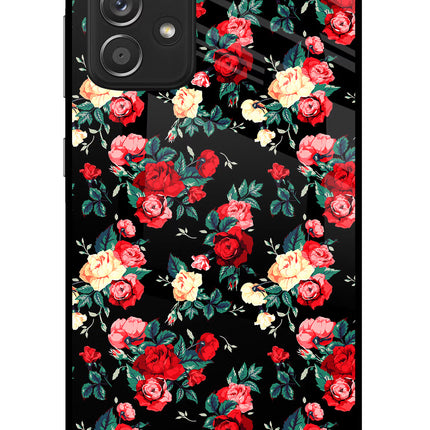 Rose Pattern Samsung A52/A52s 5G Glass Case Back Cover by Casekaro