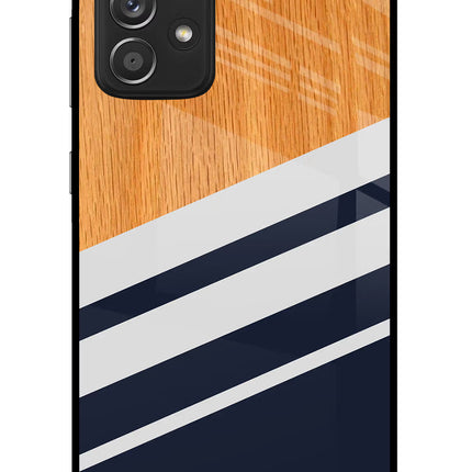 Blue and white wooden Samsung A52/A52s 5G Glass Case Back Cover by Casekaro