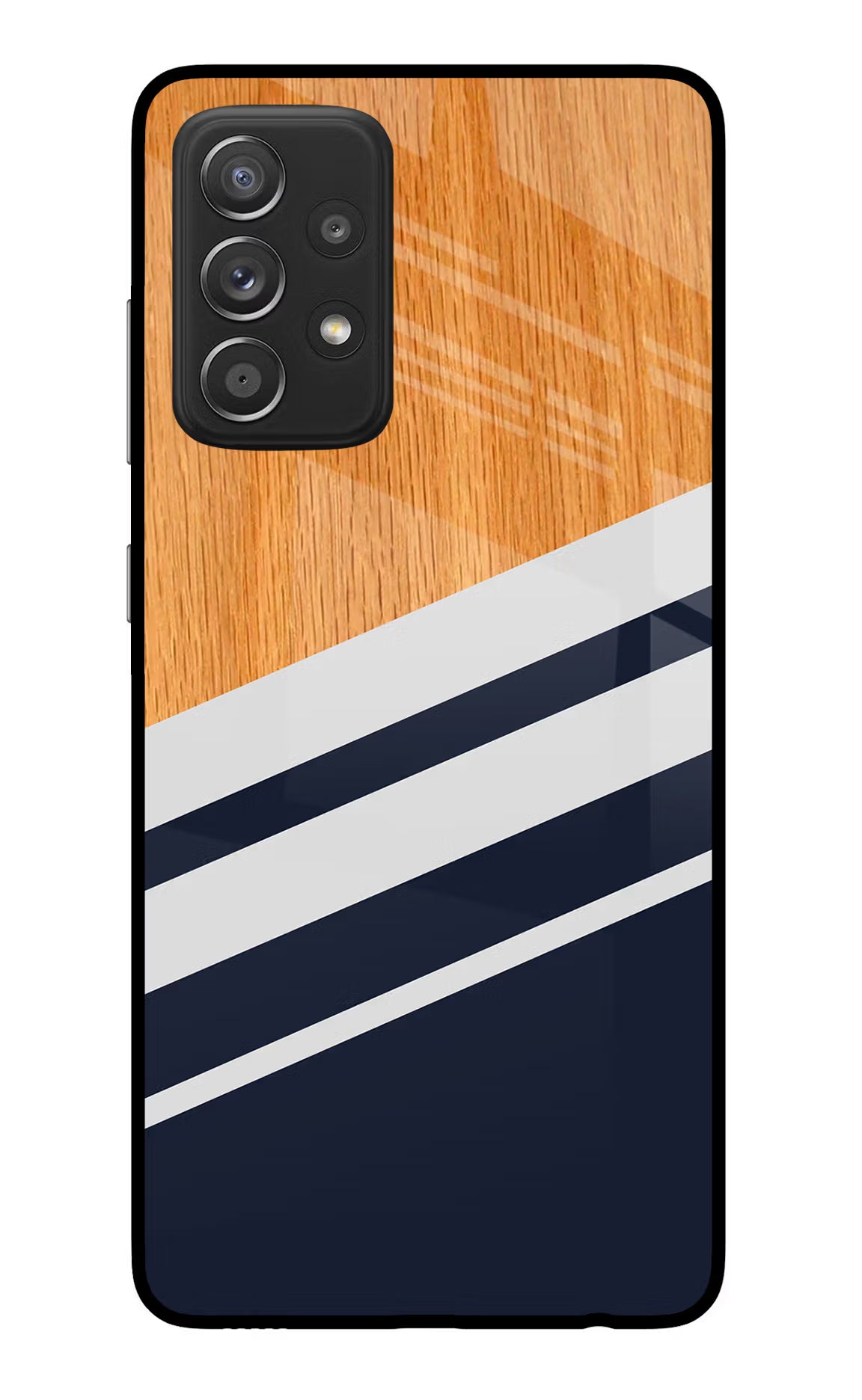 Blue and white wooden Samsung A52/A52s 5G Glass Case Back Cover by Casekaro