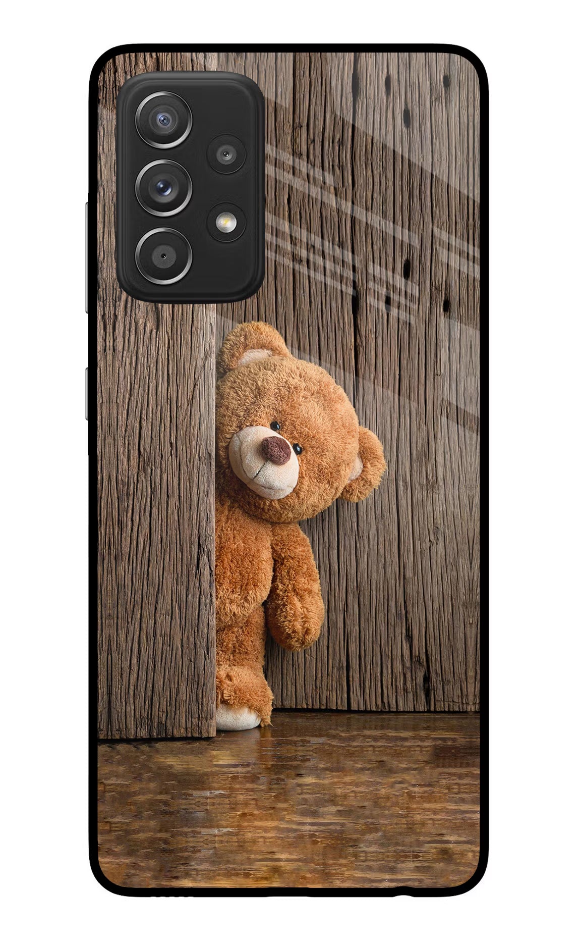 Teddy Wooden Samsung A52/A52s 5G Glass Case Back Cover by Casekaro