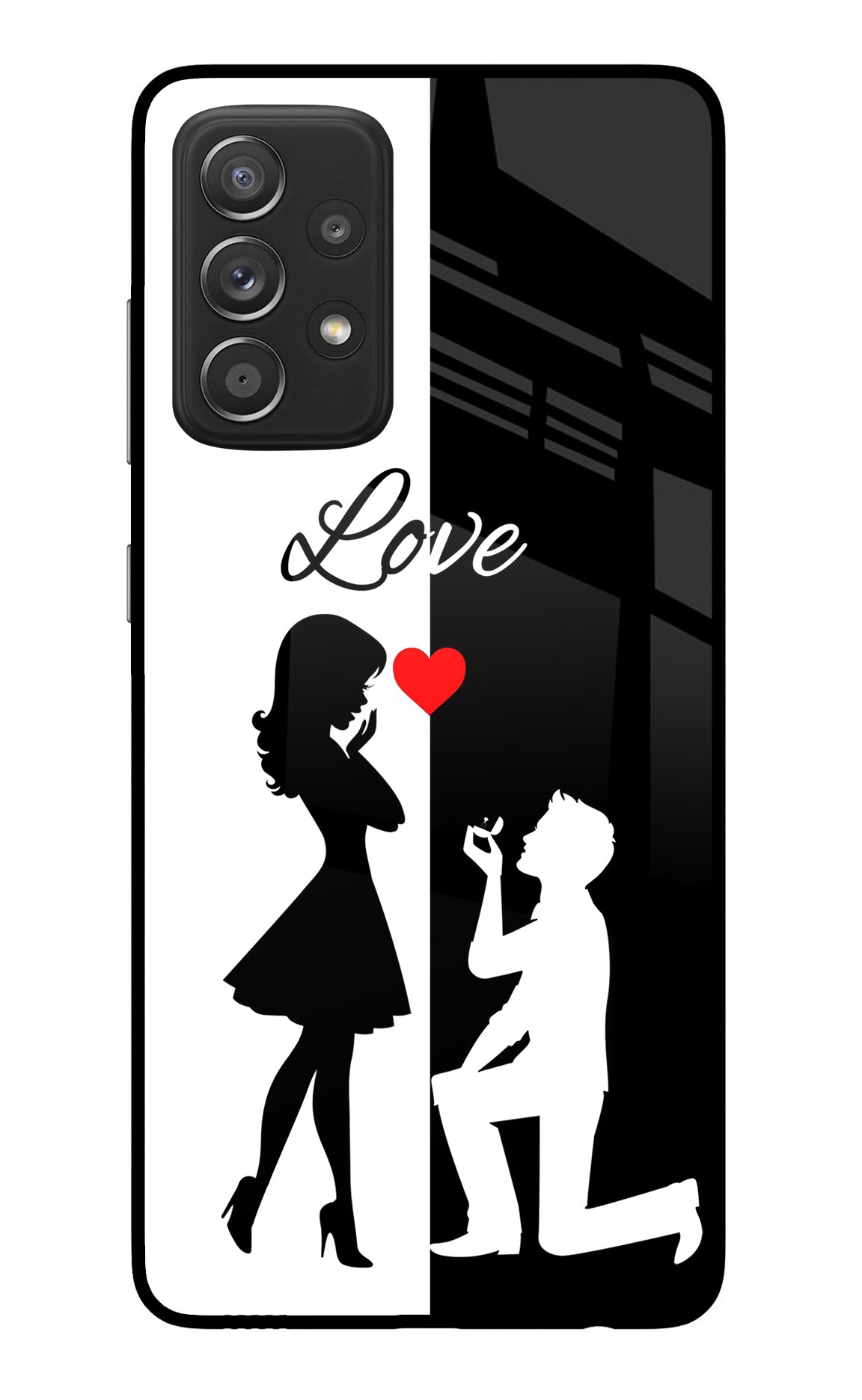 Love Propose Black And White Samsung A52/A52s 5G Glass Case