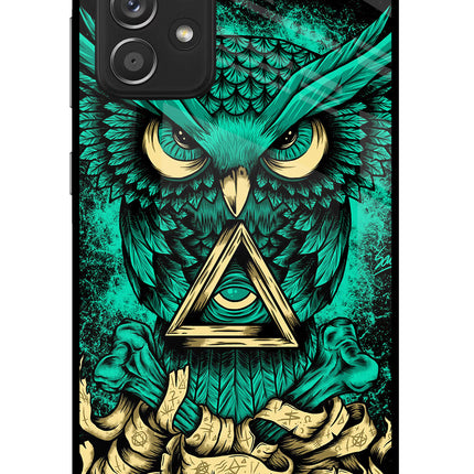 Green Owl Samsung A52/A52s 5G Glass Case Back Cover by Casekaro