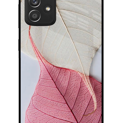White Pink Leaf Samsung A52/A52s 5G Glass Case Back Cover by Casekaro