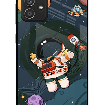 Cartoon Astronaut Samsung A52/A52s 5G Glass Case Back Cover by Casekaro