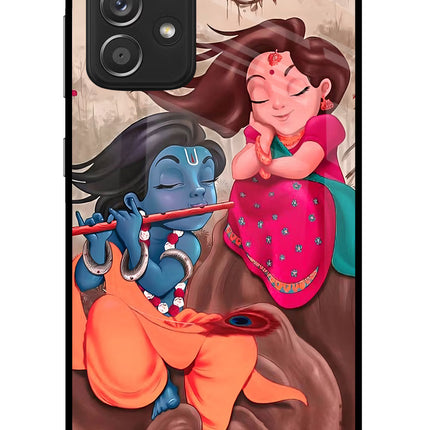Radhe Krishna Samsung A52/A52s 5G Glass Case Back Cover by Casekaro