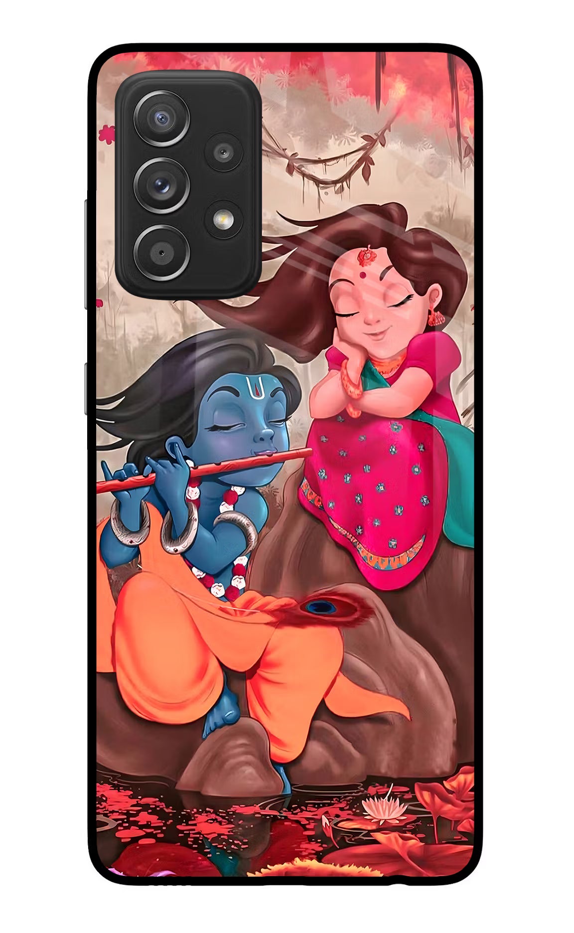 Radhe Krishna Samsung A52/A52s 5G Glass Case Back Cover by Casekaro