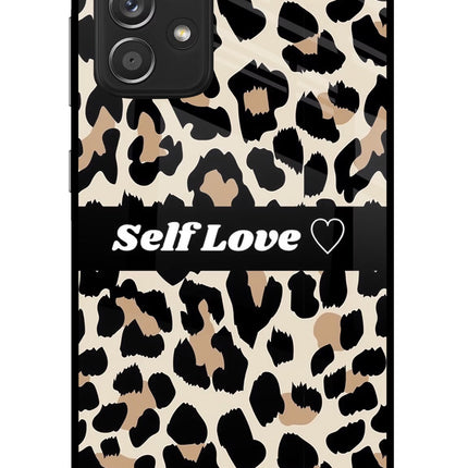 Leopard Print Self Love Samsung A52/A52s 5G Glass Case Back Cover by Casekaro