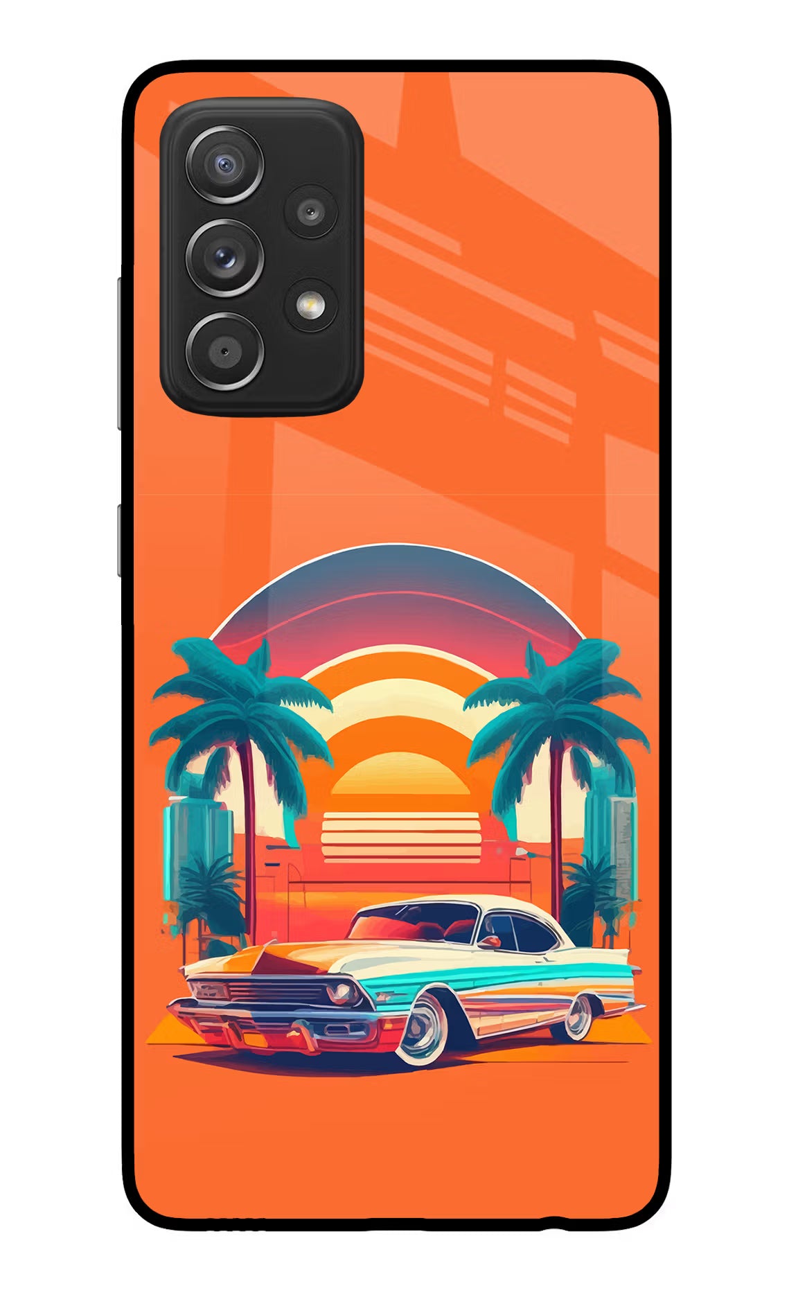 Palm Drive 80s Samsung A52/A52s 5G Glass Case Back Cover by Casekaro