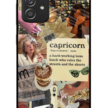 Capricorn Zodiac Samsung A52/A52s 5G Glass Case Back Cover by Casekaro